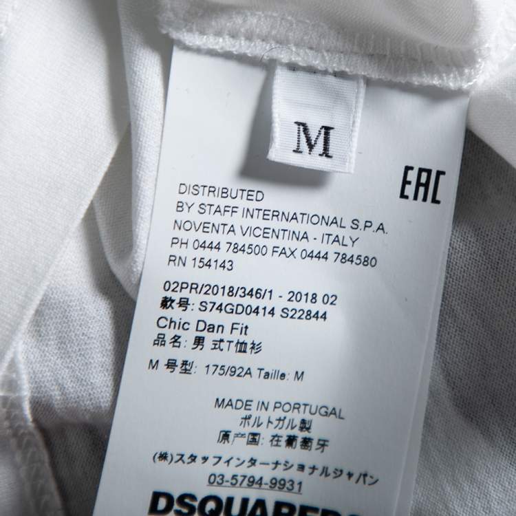 Pre Owned Dsquared2 White Icon Print Cotton Chic Dan Fit T-Shirt M 