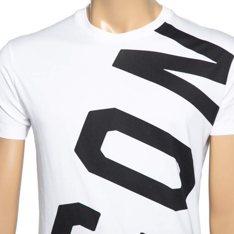 Pre Owned Dsquared2 White Icon Print Cotton Chic Dan Fit T-Shirt M 