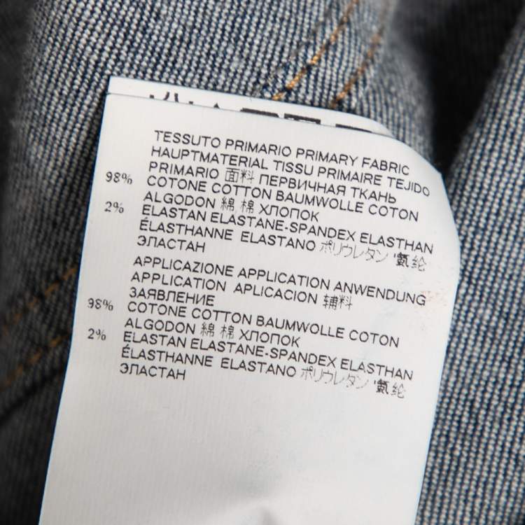 Pre Owned Dsquared2 Blue Printed Distressed Denim Classic Jean Jacket L