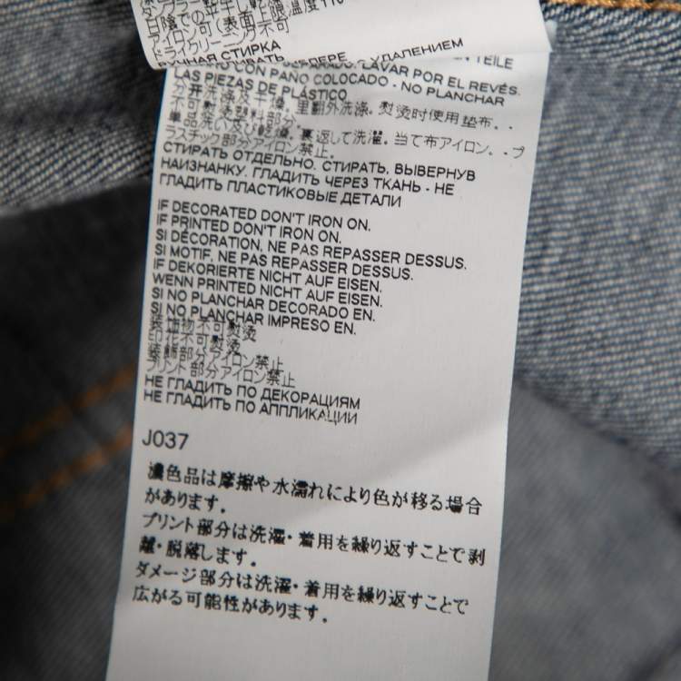 Pre Owned Dsquared2 Blue Printed Distressed Denim Classic Jean Jacket L