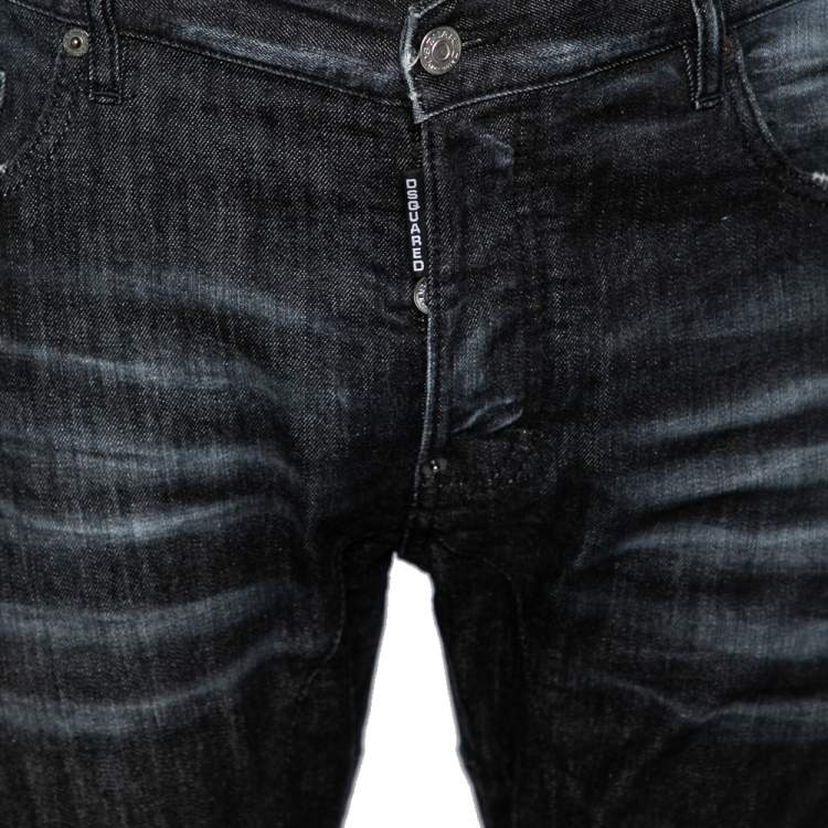 Pre Owned Dsquared2 Grey Distressed Denim Jeans XL
