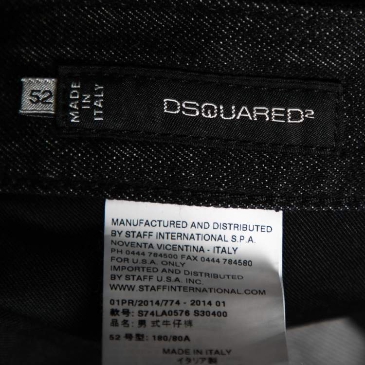 Pre Owned Dsquared2 Grey Distressed Denim Jeans XL