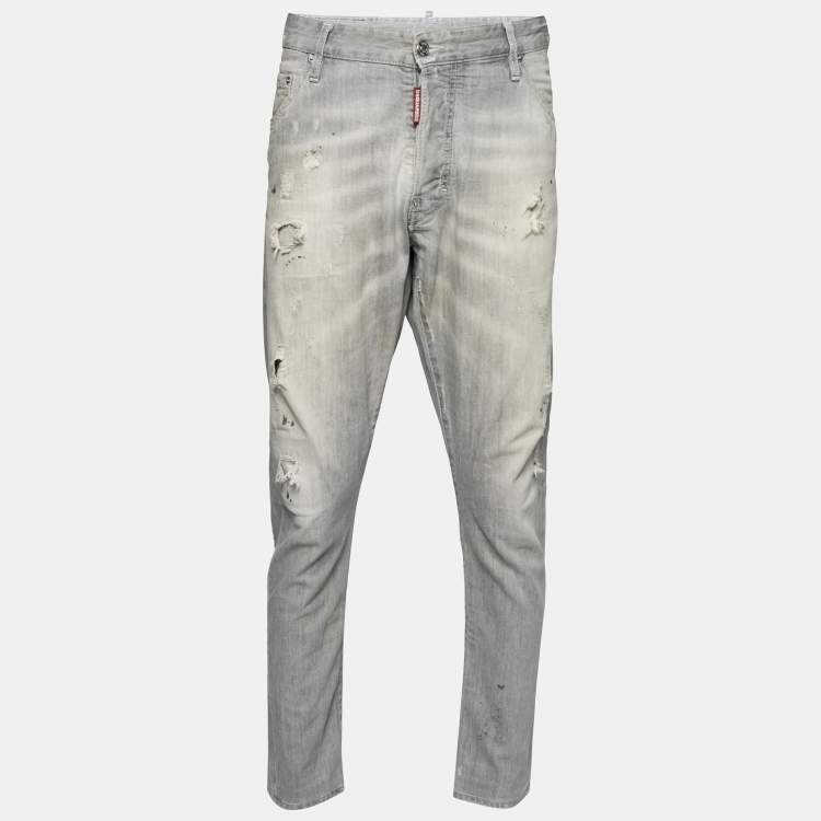 Dsquared2 Grey Distressed Denim Classic Kenny Twist Jeans XL Dsquared2 |  The Luxury Closet