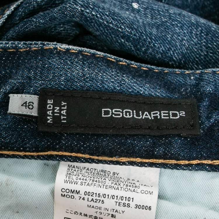 Pre Owned Dsquared2 Navy Blue Cotton Distressed Jeans S