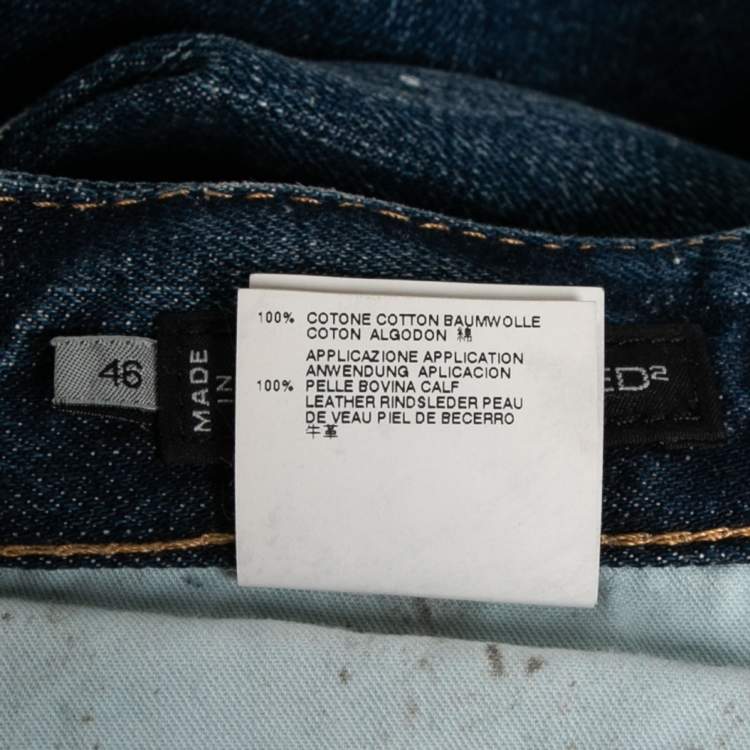 Pre Owned Dsquared2 Navy Blue Cotton Distressed Jeans S
