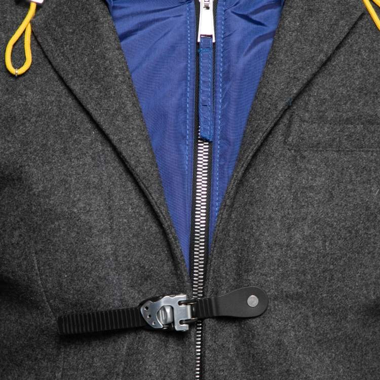 Pre Owned Dsquared2 Grey Wool & Synthetic Buckle Detail Hooded Jacket XS