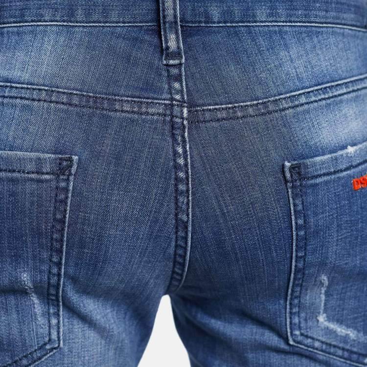 Pre Owned Dsquared2 Indigo Distressed Denim Slim Fit Jeans M