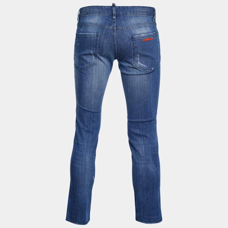 Pre Owned Dsquared2 Indigo Distressed Denim Slim Fit Jeans M