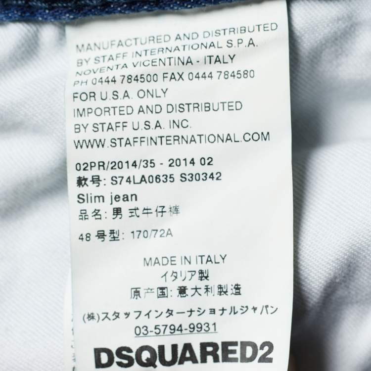 Pre Owned Dsquared2 Indigo Distressed Denim Slim Fit Jeans M