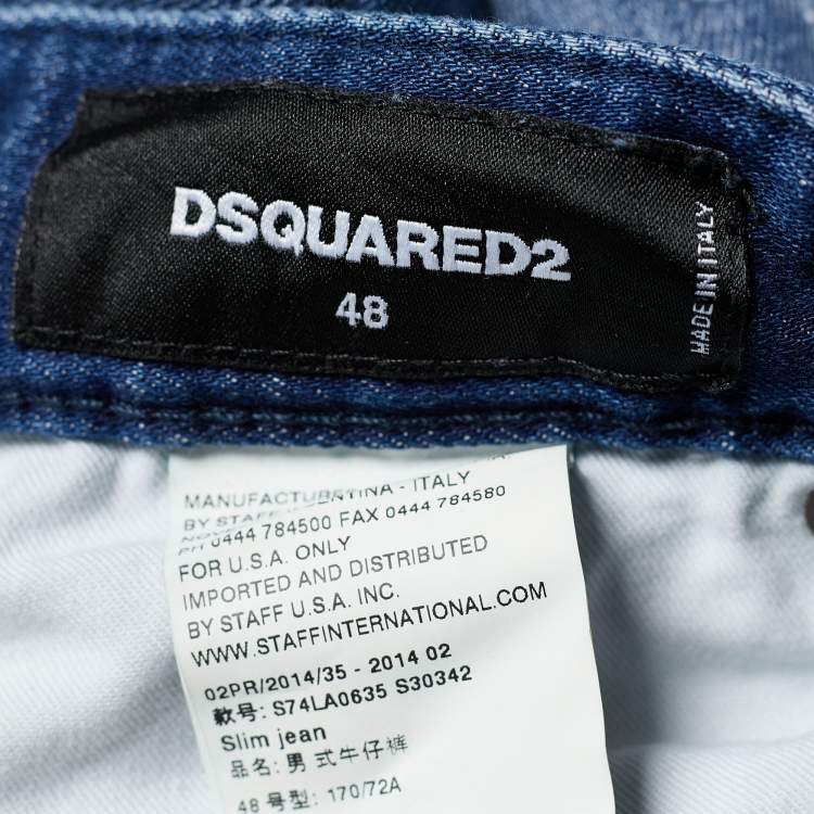 Pre Owned Dsquared2 Indigo Distressed Denim Slim Fit Jeans M
