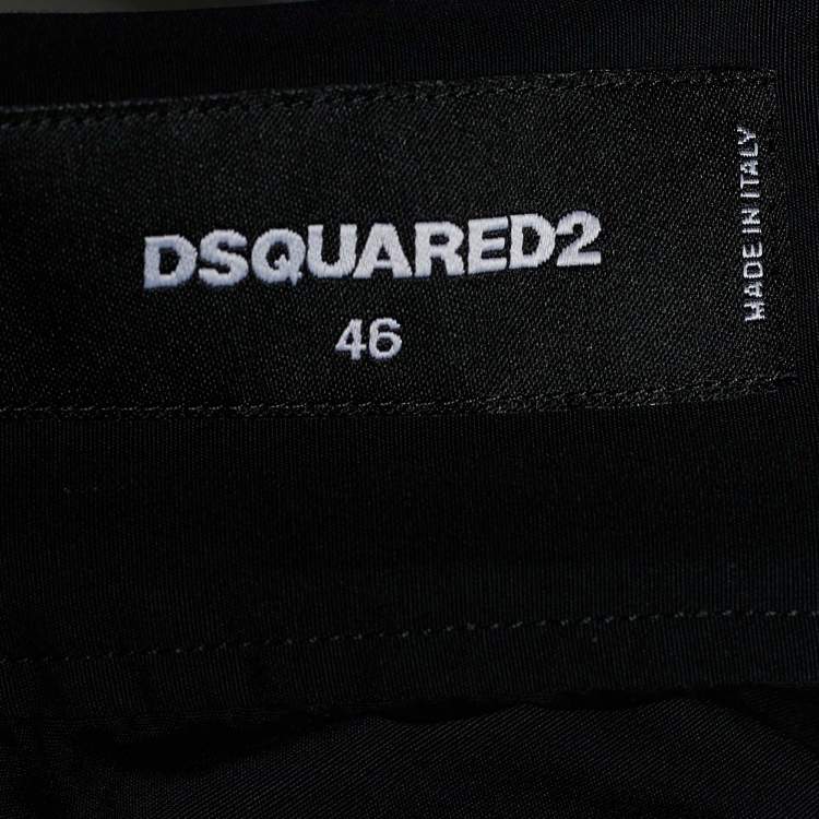 Pre Owned Dsquared2 Black Cotton Logo Embroidered Shirt S