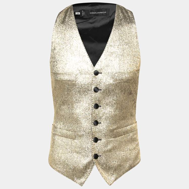 Pre Owned Dsquared2 Gold Silk Waist Coat M