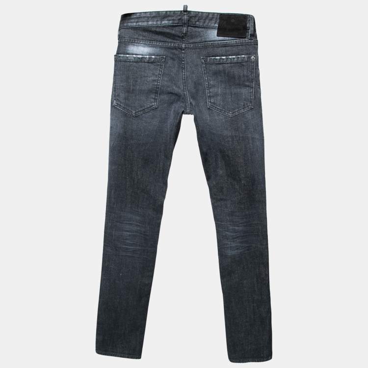 Pre Owned Dsquared2 Grey Denim Distressed Cotton Jeans M Waist 29.5