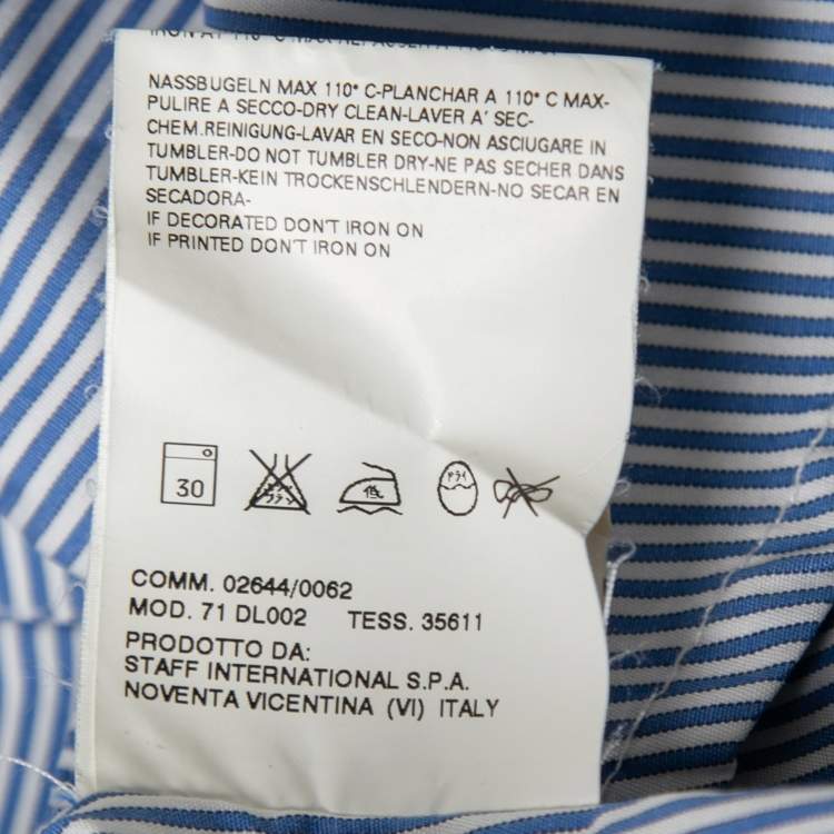 Pre Owned Dsquared2 Blue Striped Cotton Contrast Collar & Cuff Button Front Shirt S