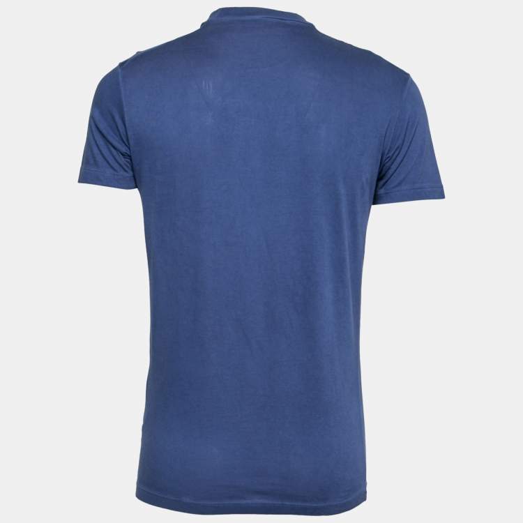 Pre Owned Dsquared2 Blue Cotton Logo Icon Embroidered T-Shirt S