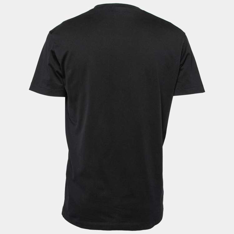Pre Owned Dsquared2 Black Cotton Logo Printed Short Sleeve T-Shirt M