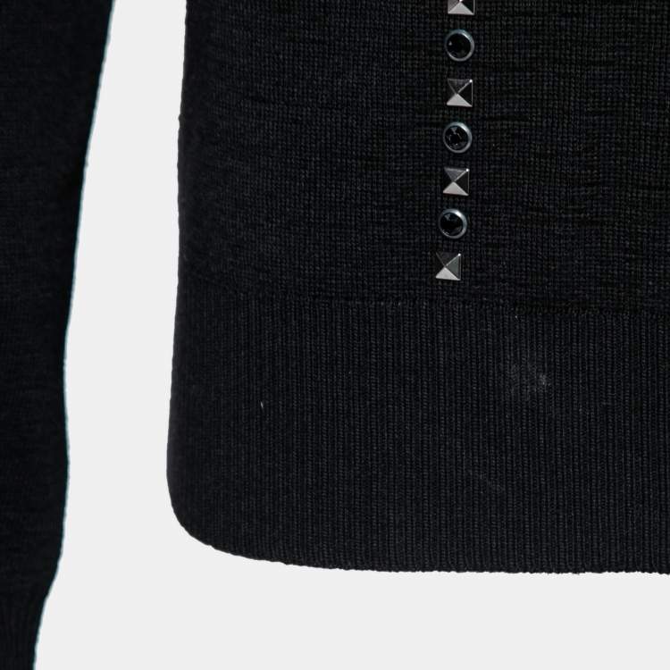 مملوكة مسبقًا Dsquared2 Black Stud & Gem Embellished Wool Sweater M