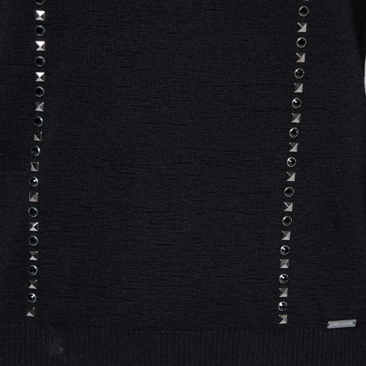 مملوكة مسبقًا Dsquared2 Black Stud & Gem Embellished Wool Sweater M