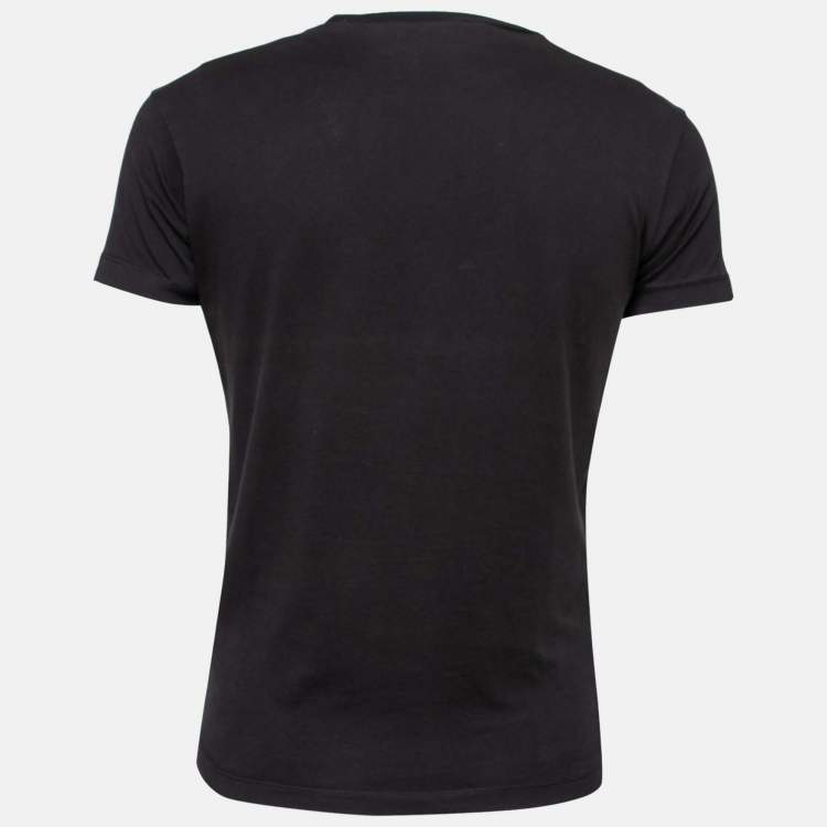 Pre Owned Dsquared2 Black Stretch Cotton Logo Embellished Short Sleeve T-Shirt S