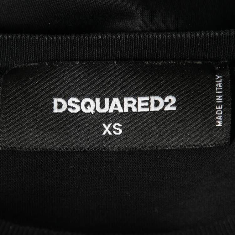 Pre Owned Dsquared2 Black Kiss Band Print Cotton T-Shirt XS