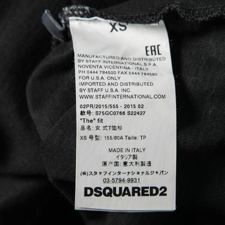 Pre Owned Dsquared2 Black Kiss Band Print Cotton T-Shirt XS