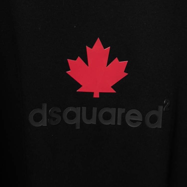 Pre Owned Dsquared2 Black Logo Appliqued Cotton Short Sleeve T-Shirt M