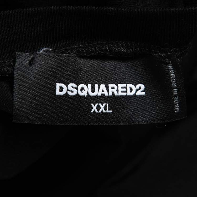 Pre Owned Dsquared2 Black Logo Appliqued Cotton Short Sleeve T-Shirt M