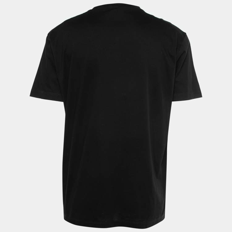 Pre Owned Dsquared2 Black Logo Appliqued Cotton Short Sleeve T-Shirt M