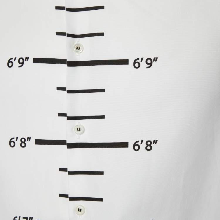 Pre Owned Dsquared2 White Height Chart Printed Cotton Button Front Shirt XXL