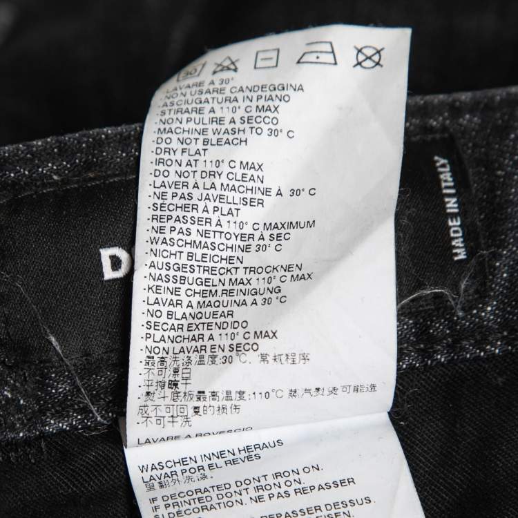 Pre Owned Dsquared2 Black Denim Distressed-Effect Skinny Slim Fit Jeans M Waist 34"