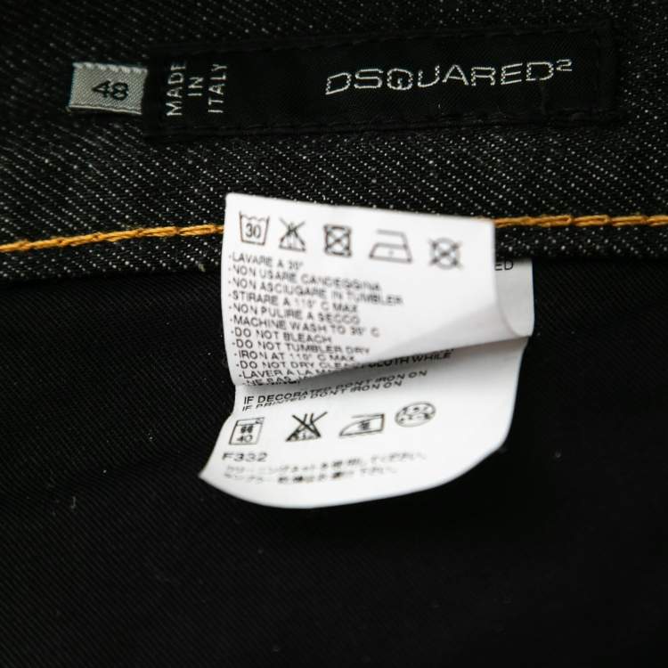 Pre Owned Dsquared2 Black Denim Paint Splash Jeans M Waist 36"