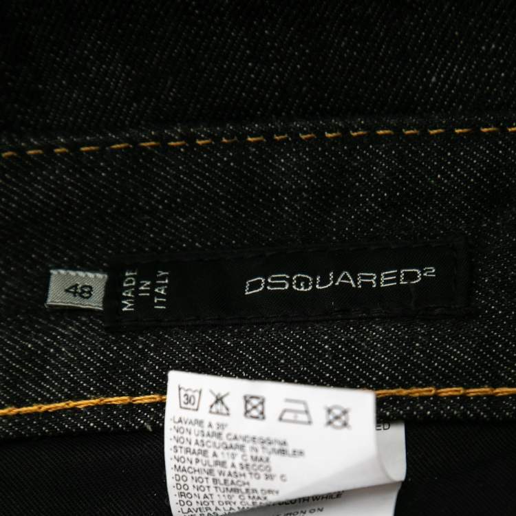 Pre Owned Dsquared2 Black Denim Paint Splash Jeans M Waist 36"
