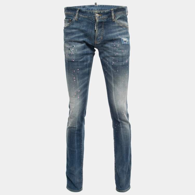 Dsquared2 Light Blue Distressed Denim Splash Paint Detail Jeans M Waist 36