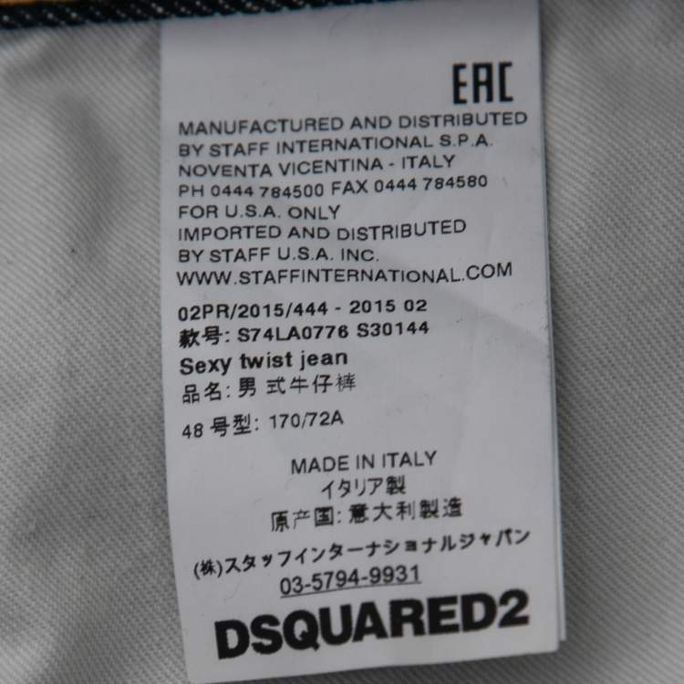 Pre Owned Dsquared2 Navy Blue Birds Embroidered Denim Distressed Sexy Twist Jeans M Waist 35"