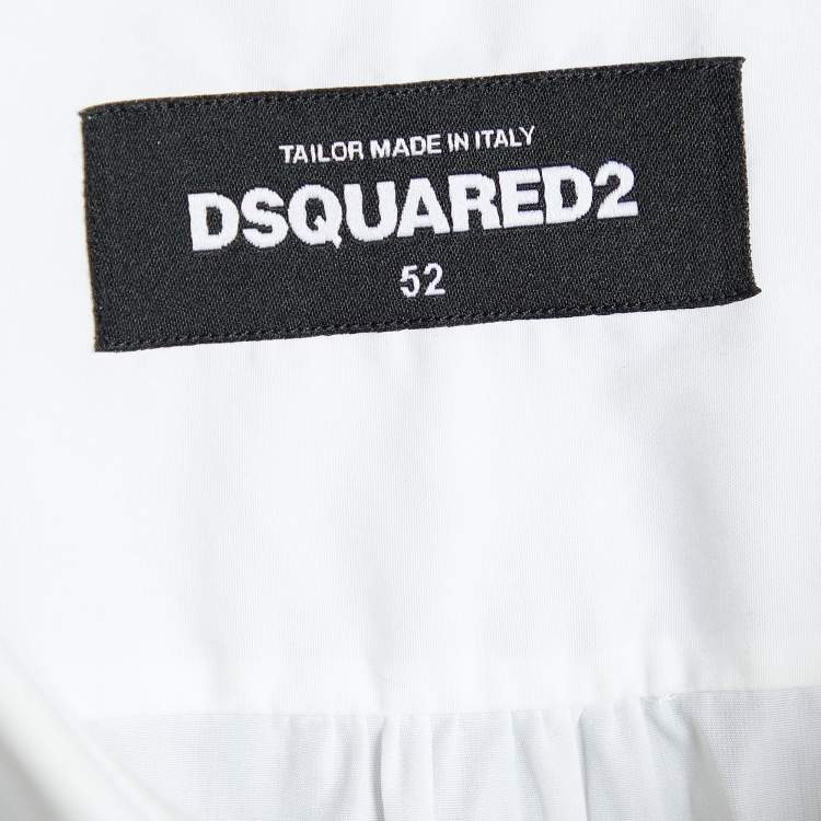 Pre Owned Dsquared2 White Cotton Button Front Tuxedo Shirt XL