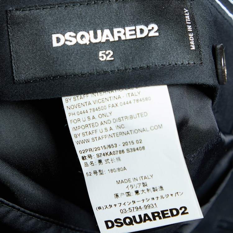 Pre Owned Dsquared2 Black Wool & Silk Straight Leg Pants XL
