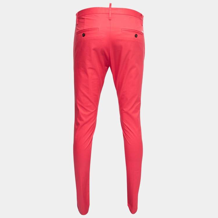 Pre Owned Dsquared2 Coral Pink Cotton Trousers M