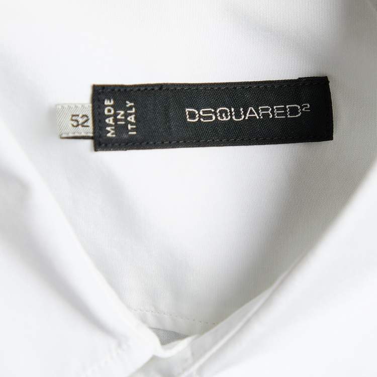 Pre Owned Dsquared2 White Skull Stars Texture Printed Cotton Button Front Shirt XL