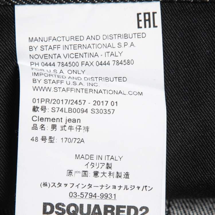 Pre Owned Dsquared2 Black Distressed Studded Denim Slim Fit Jeans M Waist 33"