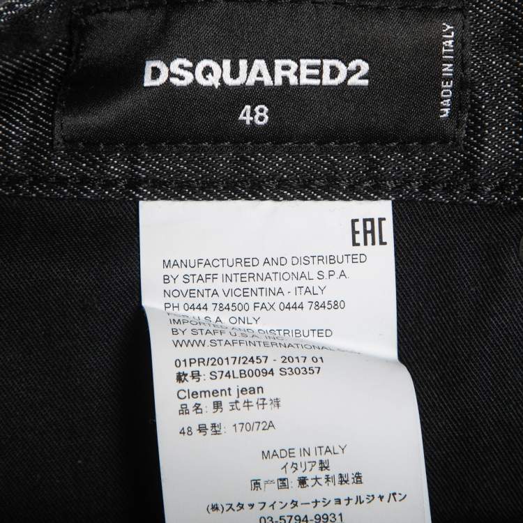 Pre Owned Dsquared2 Black Distressed Studded Denim Slim Fit Jeans M Waist 33"