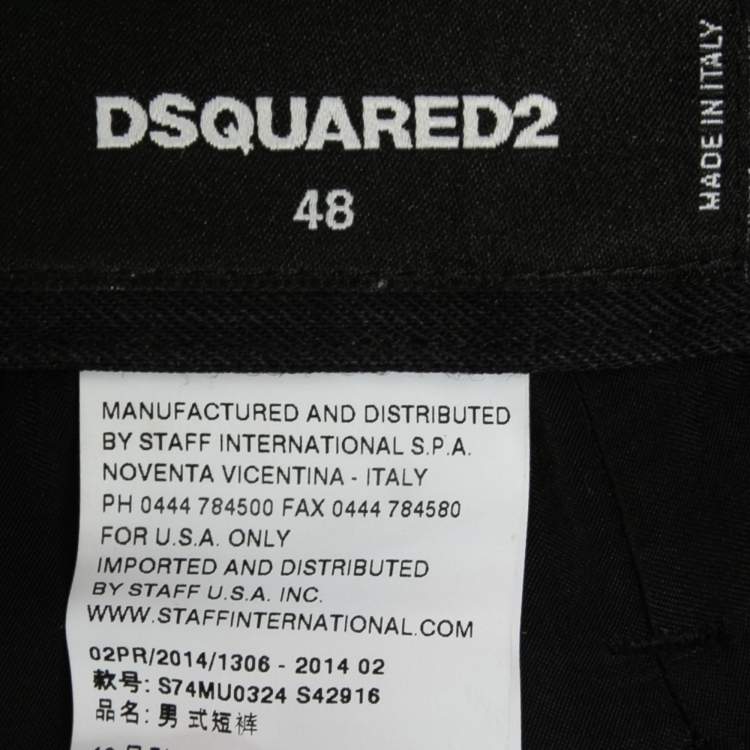 Pre Owned Dsquared2 Charcoal Grey Wool Pleated Bermuda Shorts M