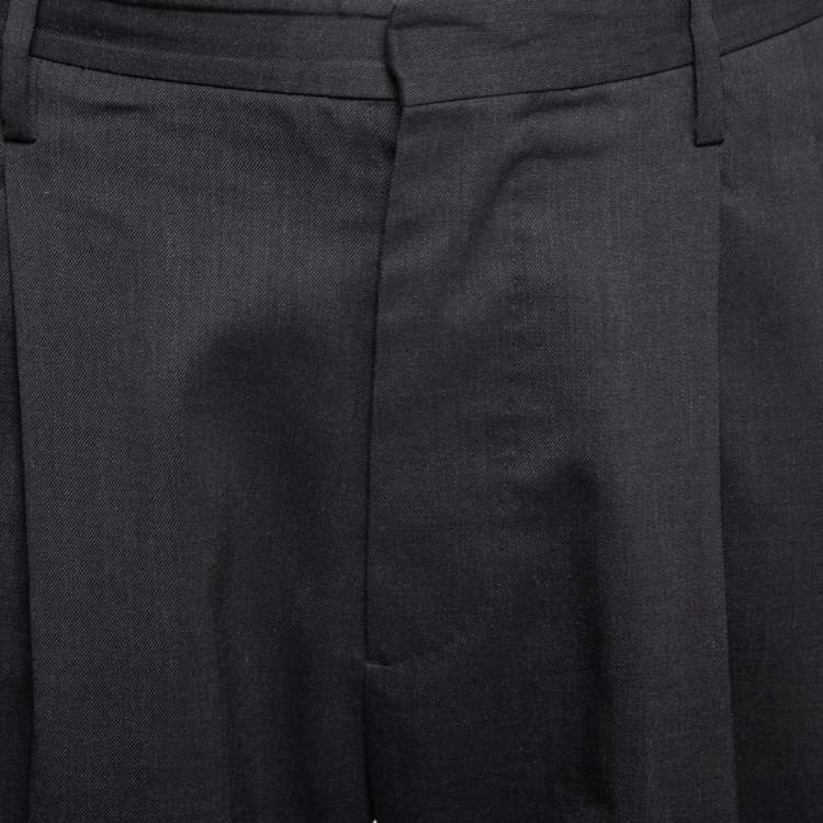 Pre Owned Dsquared2 Charcoal Grey Wool Pleated Bermuda Shorts M