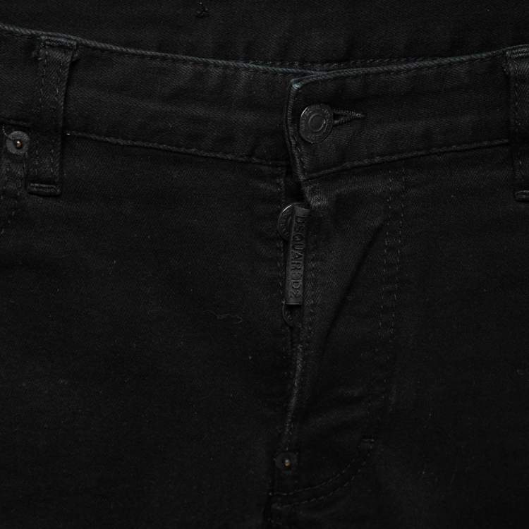 Pre Owned Dsquared2 Black Distressed Denim Skinny Jeans M Waist 34"