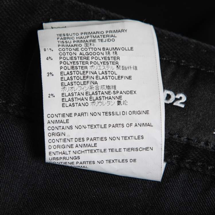 Pre Owned Dsquared2 Black Distressed Denim Skinny Jeans M Waist 34"