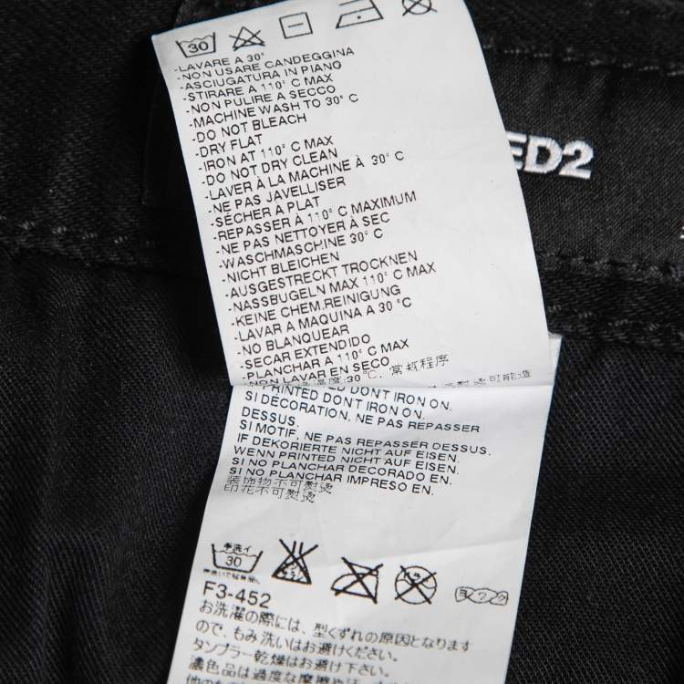 Pre Owned Dsquared2 Black Distressed Denim Skinny Jeans M Waist 34"