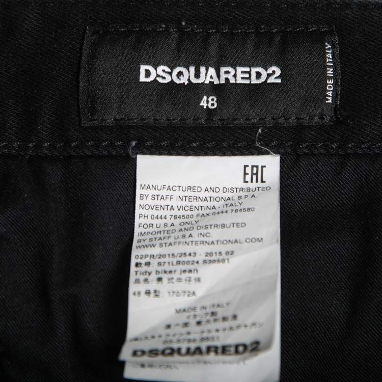 Pre Owned Dsquared2 Black Distressed Denim Skinny Jeans M Waist 34"