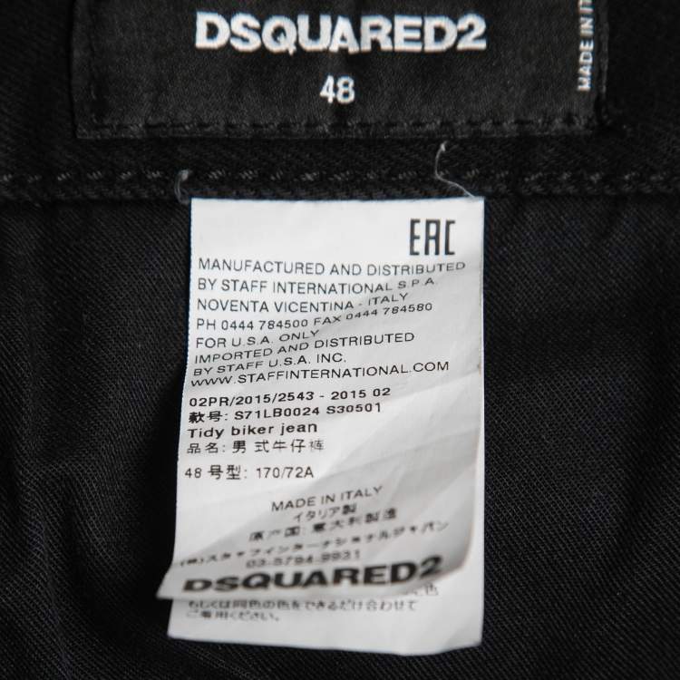 Pre Owned Dsquared2 Black Distressed Denim Skinny Jeans M Waist 34"