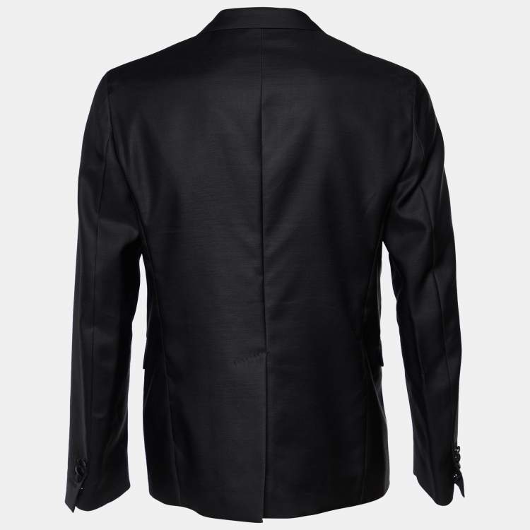 Pre Owned Dsquared2 Black Wool & Silk Embellished Lapel Detail Tuxedo Jacket XL