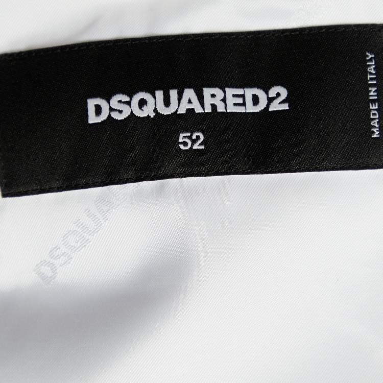 Pre Owned Dsquared2 Black Wool & Silk Embellished Lapel Detail Tuxedo Jacket XL