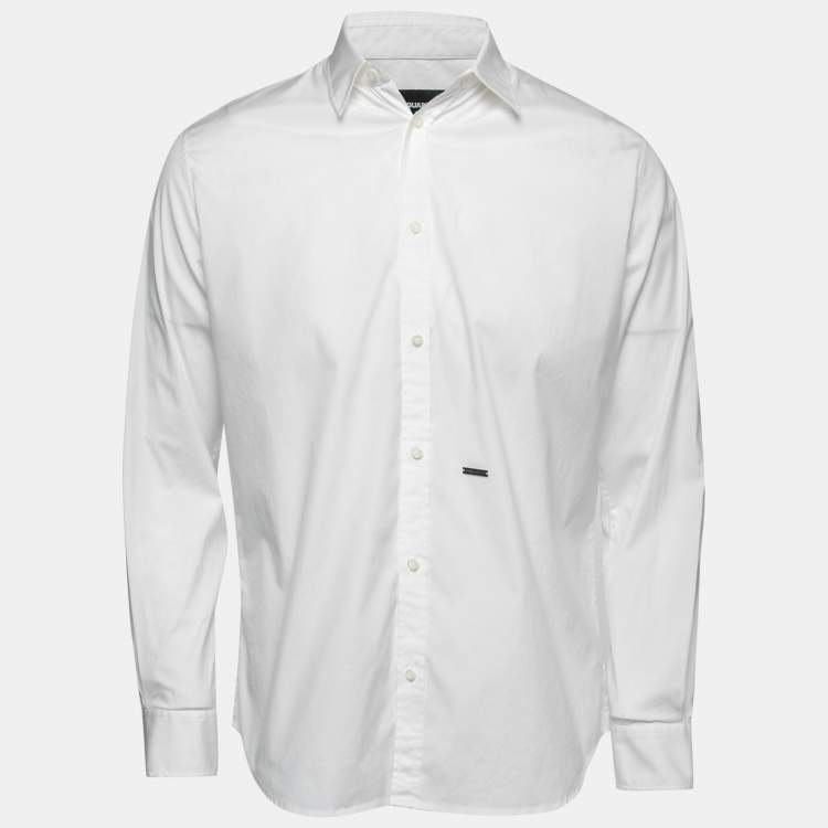 Pre Owned Dsquared2 White Cotton Button Front Shirt XL